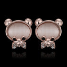 Rose Gold Plated Earrings Stud Push Back Bear 1.08"  L315