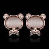 Rose Gold Plated Earrings Stud Push Back Bear 1.08"  L315