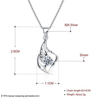 Sterling Silver Necklace Pendant Drop AAA Zirconia 18" 1MM Lobster Clasp B427