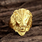 Yellow Gold Plated Biker Ghotic Mens Ring Lion Animal B527