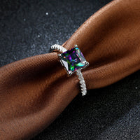 Platinum Plated Fashion Ring Multicolor AAA Zirconia Women B324