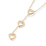 Stainless Steel Set Earring Pendant Necklace Heart Gold 18" P842