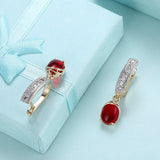 Platinum Plated Earrings Drop Dangle AAA Zirconia Blue Latch Back Clasp L591