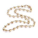 Stainless Steel Necklace Lobster Ion Plating  IP Oval Gold 17.7" 45cm Z636