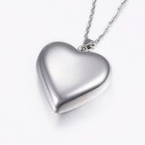 Stainless Steel Pendant Necklace Stud Earrings Set Heart Silver 18" P805