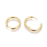 Stainless Steel Hoop Earrings Rose Gold Purple Black Huggie 1" Pin 1mm  P623