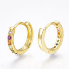 Cubic Zirconia Huggie Hoop Earrings Gold Silver  2.5x14mm Pin 1mm  P636