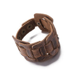 Leather Bracelet Brown 9 Inches 40MM Push button L443