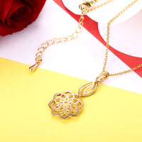 Yellow Gold Plated Necklace Pendant Flower Drop 19 Inches 1MM Lobster Clasp B302