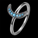 Yellow Gold Platinum Plated Ring Womens Moon Kallaite Stone Blue B506