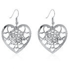 Yellow Gold Platium Plated Earrings Heart Chadelier Fish Hook Clasp L631