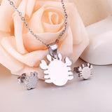 Stainless Steel Women's Unisex Set 18 Inch Necklace Earrings Crab Y33