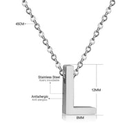 Stainless Steel Women's Unisex 18 Inch Necklace Pendant Letter Lobster Clasp S3