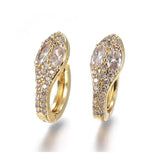 Hoop Earrings Cubic Zirconia Snake Clear Gold Silver 18.5x7.2x15mm Pin 1mm P355