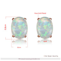 Environmental Brass Stud Earrings with Opal Aqua Gold Silver 8x6mm  P548