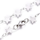 Stainless Steel Link Chain Necklaces Lobster Star Gold 16.61 inches 42.2cm Z557