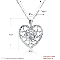 Yellow Gold Platinum Plated Necklace Women's Pendant Heart Lobster Clasp B281