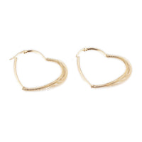 304 Stainless Steel Hoop Earrings Spring Heart Gold 49x39x5.5mm 0.6x1mm  P596