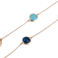 Yellow Gold Plated Necklace Chain AAA Zirconia Blue Lobster Clasp B386