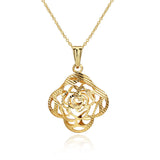 Yellow Gold Plated Necklace Pendant Flower Drop 19 Inches 1MM Lobster Clasp B301