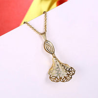 Yellow Gold Plated Necklace Pendant Flower Drop 19 Inches 1MM Lobster Clasp B299