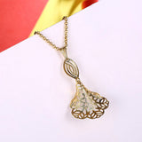 Yellow Gold Plated Necklace Pendant Flower Drop 19 Inches 1MM Lobster Clasp B299