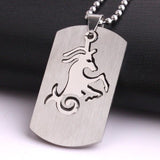 Stainless Steel Pendant 0.912X1.64 Inch Square tags Constellation Necklace B162