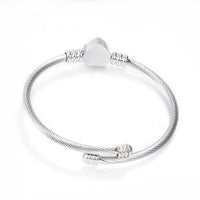 316 Stainless Steel Torque Bangles Heart Flexible Rose Gold Silver 2.2" P281
