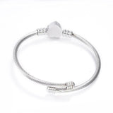 316 Stainless Steel Torque Bangles Heart Flexible Rose Gold Silver 2.2" P281