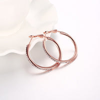 Rose Yellow Gold Silver Zirconia Latch Back Hoop Earrings L113
