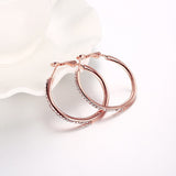 Rose Yellow Gold Silver Zirconia Latch Back Hoop Earrings L113