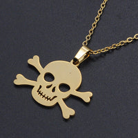 Stainless Steel Pendant Necklace Lobster Clasp Skull Silver 17.7" Gold 1.5mm P80