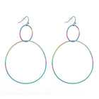 Stainless Steel Dangle Earrings Plastic Ear Nuts Ring Rainbow 75mm 0.6mm Z319