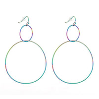 Stainless Steel Dangle Earrings Plastic Ear Nuts Ring Rainbow 75mm 0.6mm Z319