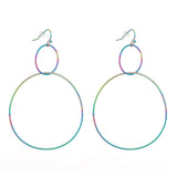 Stainless Steel Dangle Earrings Plastic Ear Nuts Ring Rainbow 75mm 0.6mm Z319