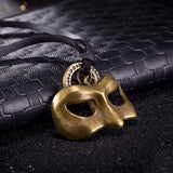 Genuine Leather Necklace Pendant Masquerade Mask Adjustable Slide Clasp B484