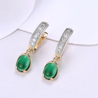 Platinum Plated Earrings Drop Dangle AAA Zirconia Blue Latch Back Clasp L591