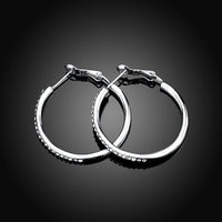 Rose Yellow Gold Silver Zirconia Latch Back Hoop Earrings L113