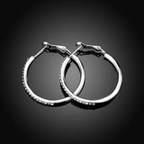 Rose Yellow Gold Silver Zirconia Latch Back Hoop Earrings L113