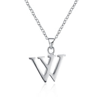 Sterling Silver Plated Necklace Women Pendant Initial Letter Alphabet B375