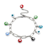 Evil Eye Enamel Bracelet Paperclip Stainless Steel Lobster Red Adjustable Z151