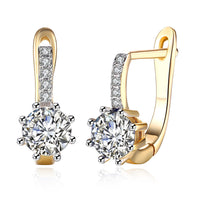 Yellow Gold Plated Earrings  Hoop Huggies AAA Zirconia  Latch Back Clasp L592