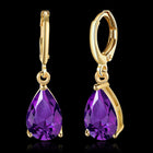 Yellow Gold Platinum Plated Earrings Drop Dangle Zirconia L585
