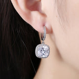 Yellow Gold Platinum Plated Earrings  Drop Dangle Zirconia Latch Back Clasp L594