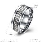 Stainless Steel Mens Band Carbon Fiber Silver Black Blue Ring B556