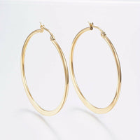 Stainless Steel Hoop Earrings Stainless Steel Gold Silver 1.8" Inch 1mm P205