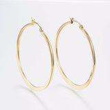 Stainless Steel Hoop Earrings Stainless Steel Gold Silver 1.8" Inch 1mm P205