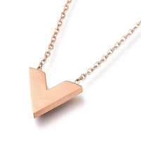 Stainless Steel Initial Pendant Necklace Lobster Letter V 17" Z500