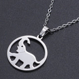 Stainless Steel Pendant Necklace Lobster Clasp Elephant Silver 17.71" 1.5mm P77