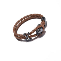 Leather Bracelet Inch Skull  8 Inches 8MM hook Clasp L439